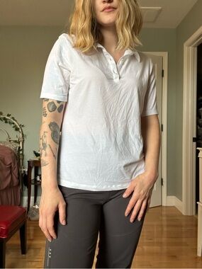 Columbia SPF 30 White Short-Sleeve Button-Down Activewear Polo